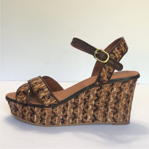 Lucky Brand Kristine Brown Woven Leather Platform Sandal size 7.5M - Picture 2 of 12